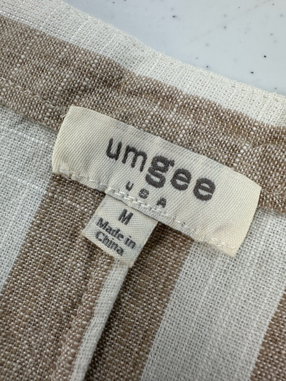 Umgee Beige & White Vertical Stripe Sleeveless Mini Dress - Picture 3 of 7